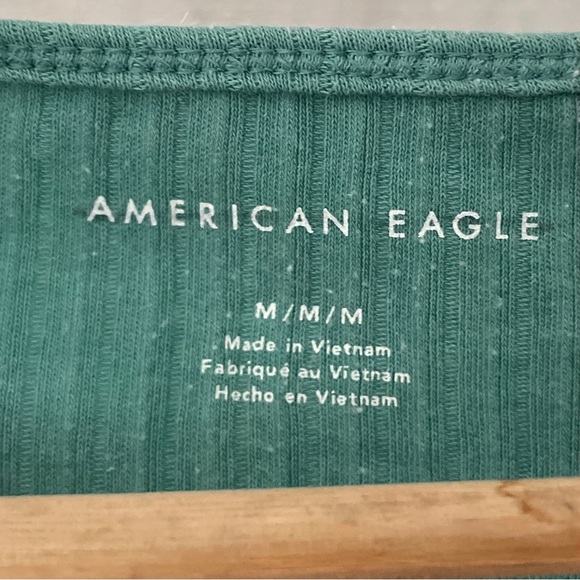 American Eagle Outfitters Ribbed Lettuce Edge Baby Tee Shirt Top - Picture 4 of 6